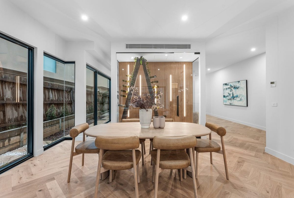Dining area with illuminated feature display